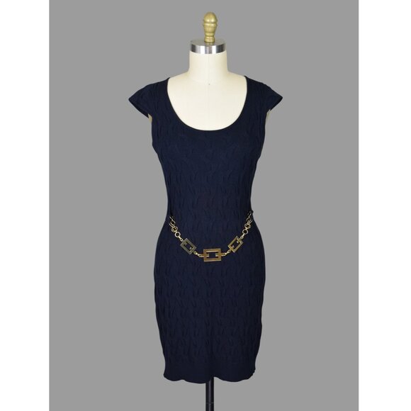 MILLY KNIT SWEATER DRESS GOLD CHAIN - Picture 1 of 9